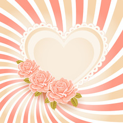 Naklejka premium Floral background with heart, greeting card template