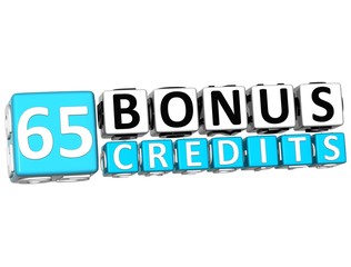 3D Get 65 Bonus Credits Block Letters