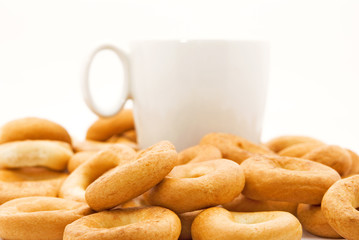 cup with bagels
