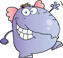 Happy Elephant Walking And Waving