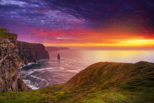 Idyllic Cliffs of Moher at sunset, Co. Clare, Ireland