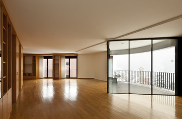 beautiful apartment, interior, empty room with windows