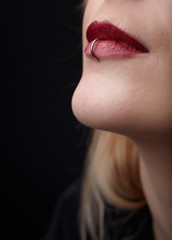 Pierced Red Lips