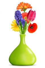 Spring flower in the green vase