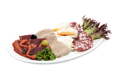 тарелка с мясными продуктами