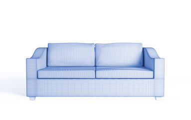 3d wireframe of a modern sofa.