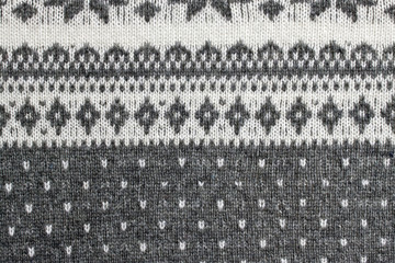 texture of the Norwegian sweater hand-knitted.