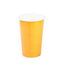 yellow paper cup isolatad on white
