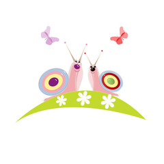 two snails mother and child