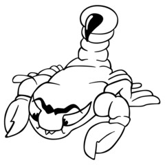 Scorpion - Black and White Cartoon Illustration