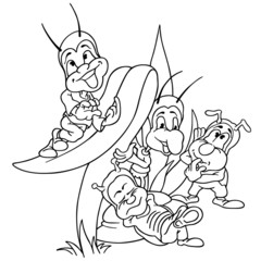 Bugsland - Black and White Cartoon Illustration