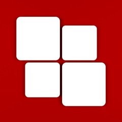 blank rectangles over a red background