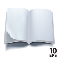 Open book with blank pages. Vector illustration