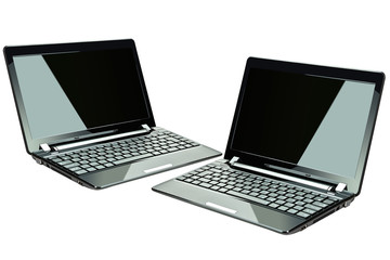 Black laptops isolated on white