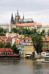 Naklejka na ściany i meble Prague gothic Castle above River Vltava, Czech Republic