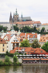 Fototapeta premium View on the spring Prague gothic Castle above River Vltava