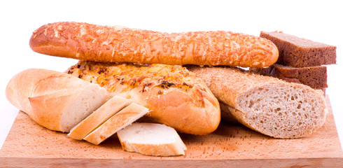 Beautiful bread set on white background