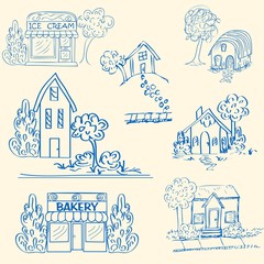 Hand Drawn Houses Icon Set