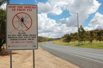 Quarantine sign on the road