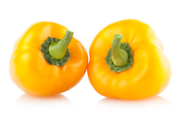 yellow paprika peppers isolated on white background