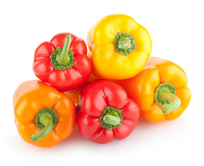 colorful paprika peppers isolated on white background