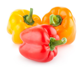 colorful paprika peppers isolated on white background