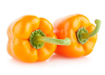 orange paprika peppers isolated on white background