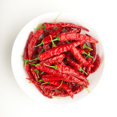 red chili peppers on the plate