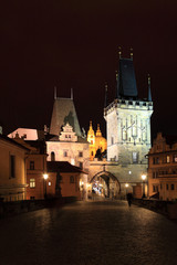 Fototapeta na wymiar Night View on Prague Lesser Town with St. Nicholas' Cathedral