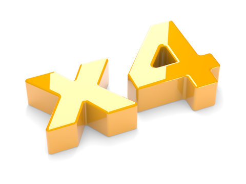 multiplication or increase concept x4