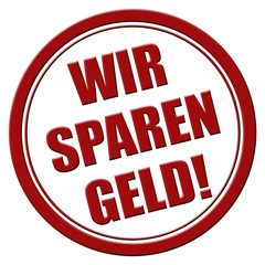 Stempel rot rund rel WIR SPAREN GELD!