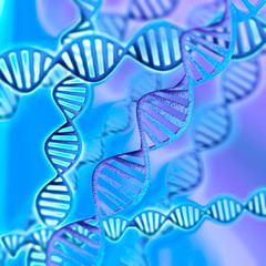 3d model of DNA on a blue background