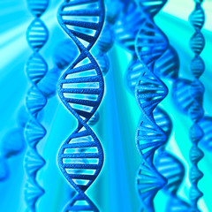 3d model of DNA on a blue background