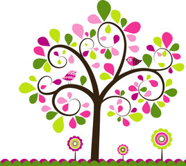 Valentines tree background, vector
