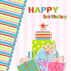 Template birthday greeting card, vector