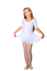 Little ballet dancer isolated on a white background