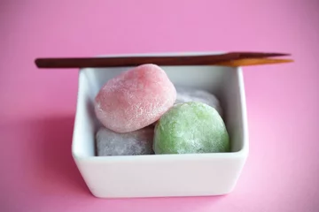 Poster Mochi colorful japanese rice cakes, dessert © sugar0607