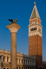 Fototapeta na wymiar Bell tower of the Basilica of San Marco, Venice