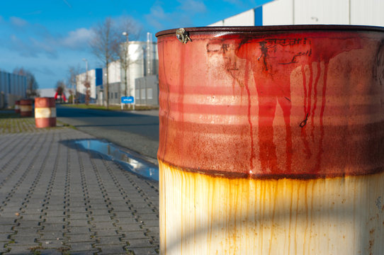 rusty oil barrel