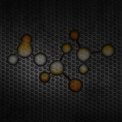 grunge metal molecule background on metallic mesh