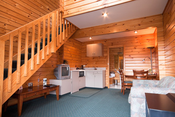 Lodge apartment wooden interior detail