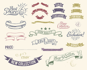 Vintage sale icons set