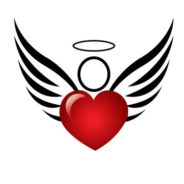 Angel and heart logo