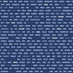 Seamless pattern with social network keywords. Vector.