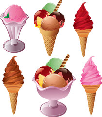 ice creams with various shapes and flavors.