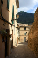 traditional Valldemosa Majorca village street, Spain