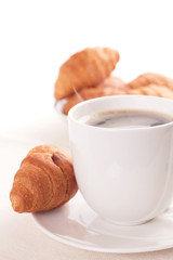 breakfast with croissants and coffee