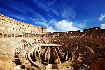 inside of Colosseum in Rome, Italy