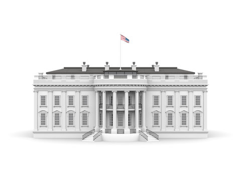 White house rendered illustration isolated on a white background