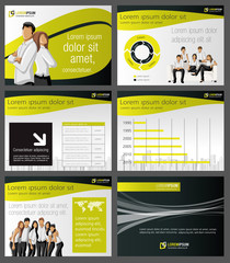 Yellow and black template with business people